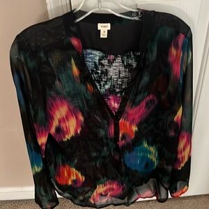 Women’s Anthropologie Tiny Black Printed Blouse. Like New.